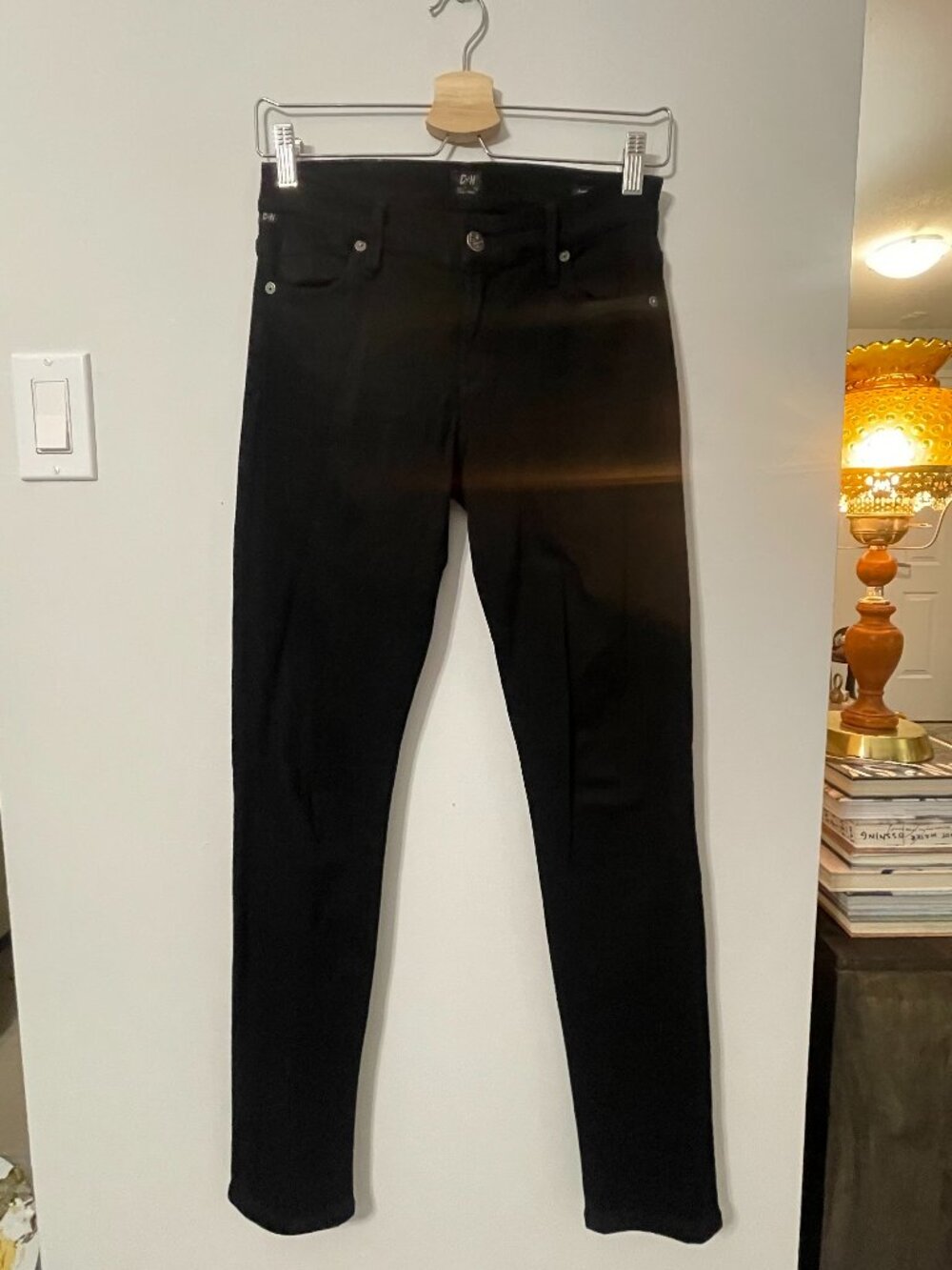 CITIZENS OF HUMANITY DENIM SKINNY JEANS IN BLACK LENGTH 32 SIZE 28